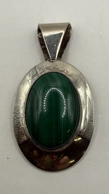 Colgante Malaquita 925 LJM Ovalado Firmado De Colección Foto 1 de 4