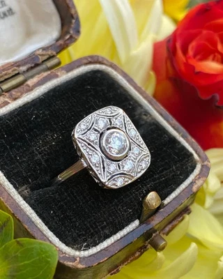 Art Deco Lab-Grown Diamond Cluster Ring 5.0 TCW with 18k White Gold Plated - Image 1 of 4