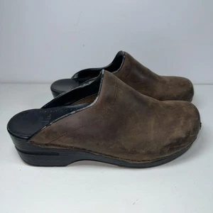 Dansko Brown Leather Slip On Clogs Shoes Size 41 (US 10.5-11) Made in Italy - Picture 1 of 9