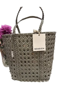 Bembien Jolene Small Olive Geometric Woven Tote with Handles New With Tags - Picture 1 of 9