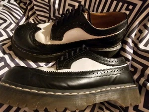 Mens Womens Vintage Collectible Dr Martens Black White Brogue Oxford M10 43 L11 - Picture 1 of 8