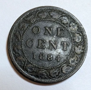 1884 Canadian Large Cent Coin Queen Victoria KM# 7 - Picture 1 of 2