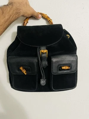 Gucci Mini Mochila Gamuza Cuero Bambú, Nueva Con Bolsa Antipolvo Original. Foto 1 de 4