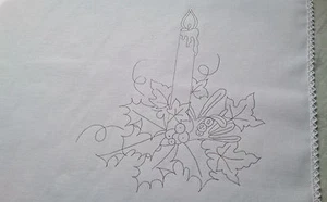 Tray Cloth to embroider Christmas Candle 100% Cotton with lace edge CSOO69 - Picture 1 of 1