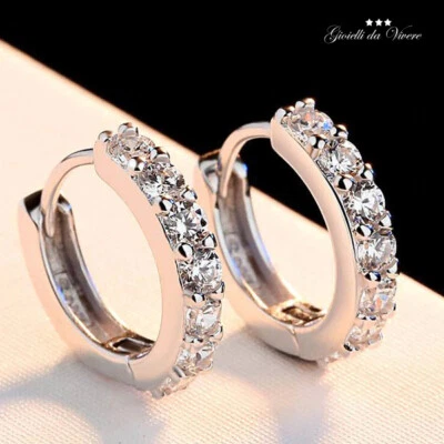 2X ORECCHINI DONNA ARGENTO 925 INCISO CHIUSURA CLIP ZIRCONI MATRIMONIO yb - Immagine 1 di 4