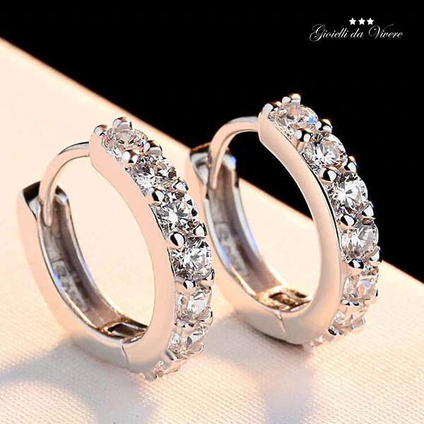 2X ORECCHINI DONNA ARGENTO 925 INCISO CHIUSURA CLIP ZIRCONI MATRIMONIO yb - Immagine 1 di 4