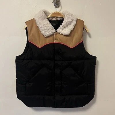 Colete acolchoado MOTHER The Ol' West preto marrom couro sintético médio Western Country - Imagem 1 de 4