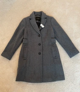 NUOVISSIMO cappotto donna Talbots grigio lana taglia 2P 2 Petite SPLENDIDO! Era 398 dollari nuovo con etichetta. - Foto 1 di 13