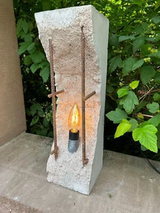 Lampe aus Beton *NEU* mit Birne E14 -Unikat- Handgemacht Modern Betonlampe - Bild 1 von 9