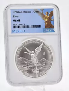 1 oz Silver Mexico Libertad 1997 NGC MS68 Express Shipping - Picture 1 of 2
