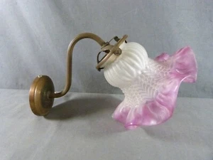 French Art Deco Copper and Violet Glass Light Lamp Wall Sconce - Picture 1 of 9