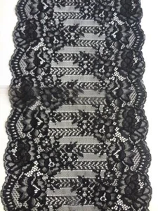 10m/1m elegante encaje borde elástico 22cm negro LD383 nuevo en tienda  - Imagen 1 de 3
