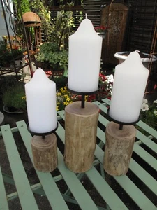 3er Set Kerzenleuchter Holz Leuchter Kerzenhalter - Bild 1 von 1