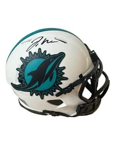 Jaylen Waddle Miami Signed White Lunar Mini Football Helmet (PIA/JSA) - Picture 1 of 2