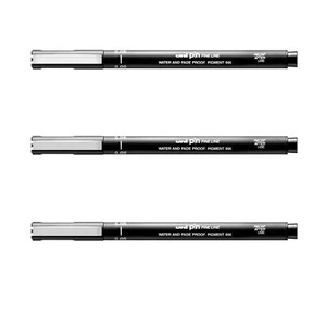 PIN Drawing Pen FINELINER Ultra FINE LINE Marker 0.05mm Black Ink - Pack of 3 - Picture 1 of 8