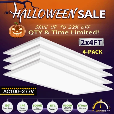 2x4 LED Flat Panel Light, 4 Pack 7800LM LED Drop Ceiling Light Fixture, Dimmable - Image 1 of 4