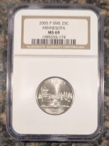 2005 P SMS Minnesota Quarter NGC SMS MS69 - 25c Satin MS 69 - Picture 1 of 2