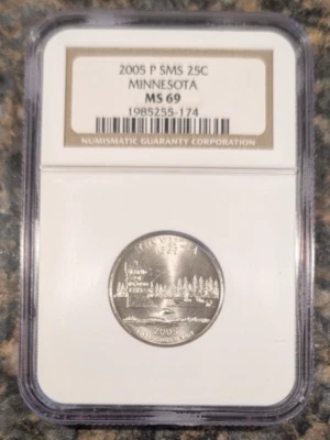 2005 P SMS Minnesota Quarter NGC SMS MS69 - 25c Satin MS 69 - Image 1 of 2