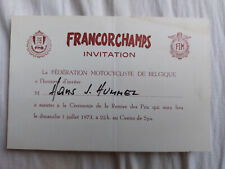 Invitation ceremonie MOTO Hans Hummel Francorchamps