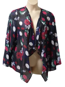 Evans Lightweight Waterfall Jacket size 18-20 Floral Black wRed Beige Multi Bnwt - Picture 1 of 2