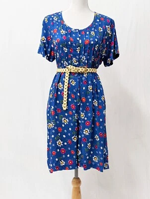Mameluco estampado floral azul vintage de mujer años 80 edición básica talla 10 12 Foto 1 de 4