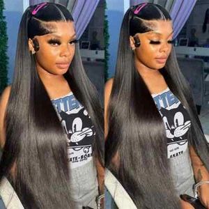 Brazilian Human Hair 5x5 Bone Straight HD Transparent Lace Front Wigs for Women - Imagen 1 de 6