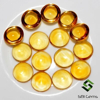 Natural Citrine Round Cabochon 10 mm 51.30 CTS Lot 15 Pcs Calibrated Loose Gems - Image 1 of 4