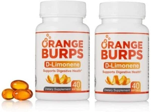 Orange Burps D-Limonene Supplement - Orange Peel Extract - 2 Packs, 80 Softgels - Picture 1 of 9