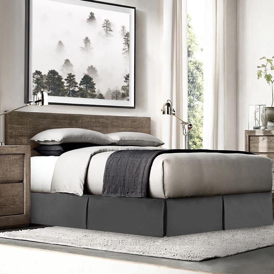 Falda de cama plisada de microfibra cepillada doble con volantes antipolvo de lujo 14" caída a medida Foto 1 de 4