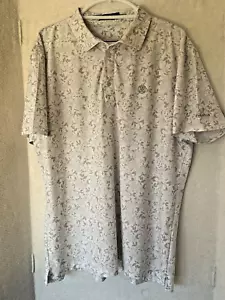 Herren G/Fore Bellagio Performance Golf Poloshirt weiß mit grauen Blumen Größe XXL - Bild 1 von 8