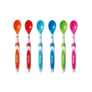 Nuby Long Handle Weaning Spoons Bright Colors Easy-to-Hold -BPA Free 12 Pack - Picture 1 of 9