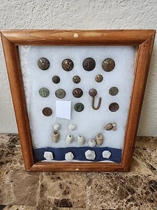 Antique Civil War Relic Bullets CSA Miniballs Buttons Infantry Staff Cuff Coat - Picture 1 of 13