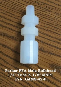 Parker Bulkhead Adapter Straight Male 1/4" Tube X 1/8" MNPT P/N: GAMS-42-P - Picture 1 of 4
