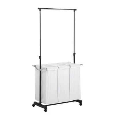 Adjustable Height Rolling Laundry Center Sorter 3 Bag Heavy Duty Steel Frame - Image 1 of 3
