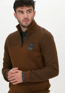 PME Legend Brown Half Zip Sweater Mens Designer Structured Knitwear Jumper - Picture 1 of 5