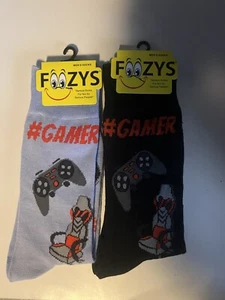 Gamer Playing Video Games Controller Gaming Chair 2 Pairs Men's Foozys Socks - Picture 1 of 1