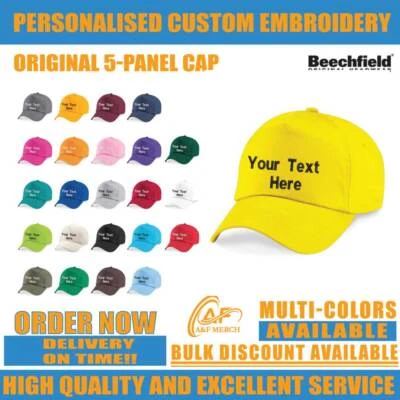 Casquette Originale 5 Panneaux Brodée Personnalisée Beechfield Votre Texte Sport - Photo 1/4