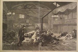 THEATER IN BEAUGENCY FRANKREICH KRIEG DER EPILOG HARPER'S WEEKLY 1871 - Bild 1 von 2