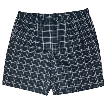 Шорты мужские Haggar Flex Pro размер 46 черные плиссированные клетчатые легкие.       U4 - Изображение 1 из 4