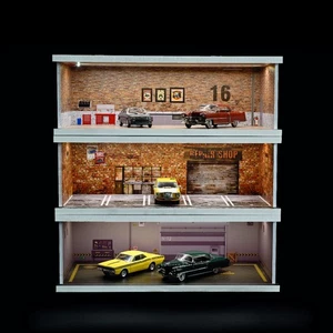 1/43 Diorama Diecast Coche Garaje Modelo LED Reparación Taller Escena Modelo Escena Juguetes - Imagen 1 de 60
