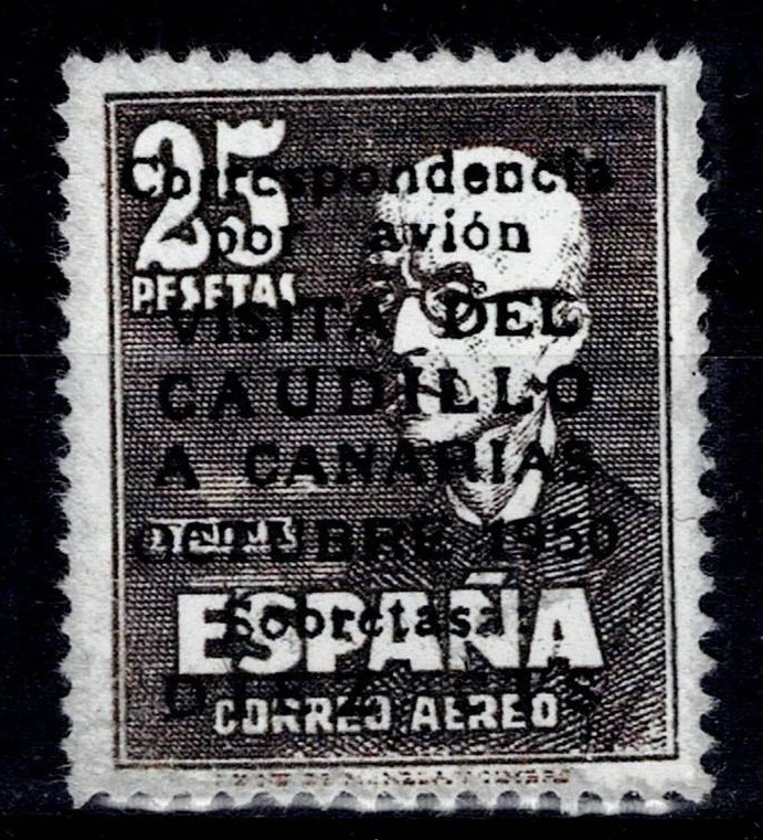 Edifil 1083 nuevo ** MNH sobrecarga canarias 25 pts + 10 cts 1950 sello Spain - Imagen 1 de 2
