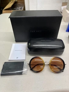 Linda Farrow X The Row 8 Sunglasses in Brown / Silver - Picture 1 of 8