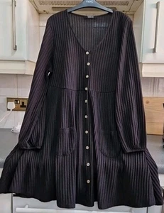 Pre-owned Ladies Simply Be Black Button Through Long Sleeve Dress Sz 20 - Picture 1 of 6