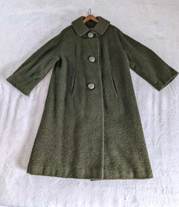 Vintage 60er Adam's grüner Wollmantel Seide gefüttert Aline Old Money Capsule Wardrobe - Bild 1 von 9