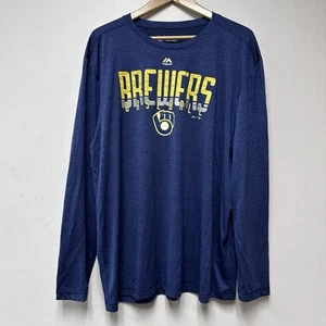 Majestic Herren XXL 2 XL Milwaukee Brewers Langarm Cool Base Shirt - Bild 1 von 5