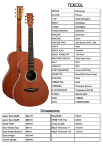 Guitarra, Tanglewood, Tamaño Salón Electroacústico, Modelo Nº TE8EBL Gran Intérprete. - Imagen 1 de 15