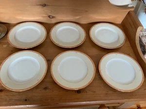 PHILIPPE DESHOULIERES SCALA PEACH LIMOGES PORCELAINE SET OF 6 DESSERT PLATES - Picture 1 of 6