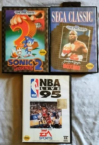 Sega Genesis Sonic The Hedgehog 2, Knockout Boxing & NBA Live 95 - 3 Game Bundle - Picture 1 of 6