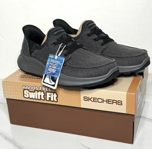 Skechers Uomo Stringate Mocassino Mani Libere Swift Fit Nero Taglia 10,5 NUOVO! - Foto 1 di 12