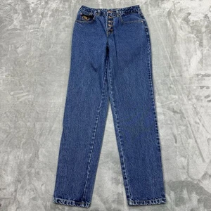 Vintage Paris Sport Club Damenjeans 10 blau spitz zulaufend Medium Wash Denim Knopfleiste - Bild 1 von 10